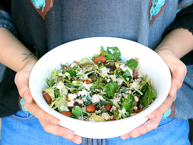 The Ultimate Super Greens Salad via Teffy's Perks #salad #kale #sprouts