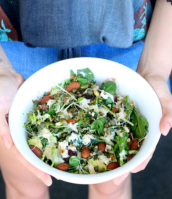 The Ultimate Super Greens Salad via Teffy's Perks #salad #kale #sprouts
