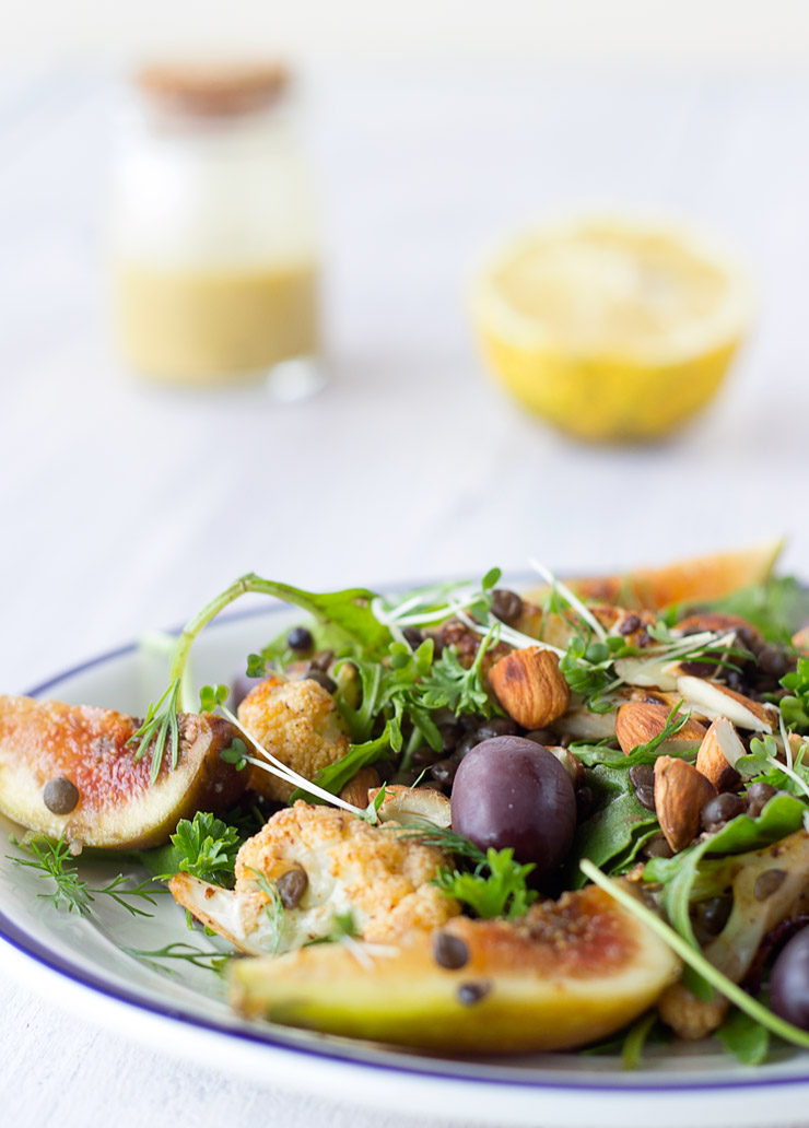 Roasted Cauliflower Lentil Fig Salad