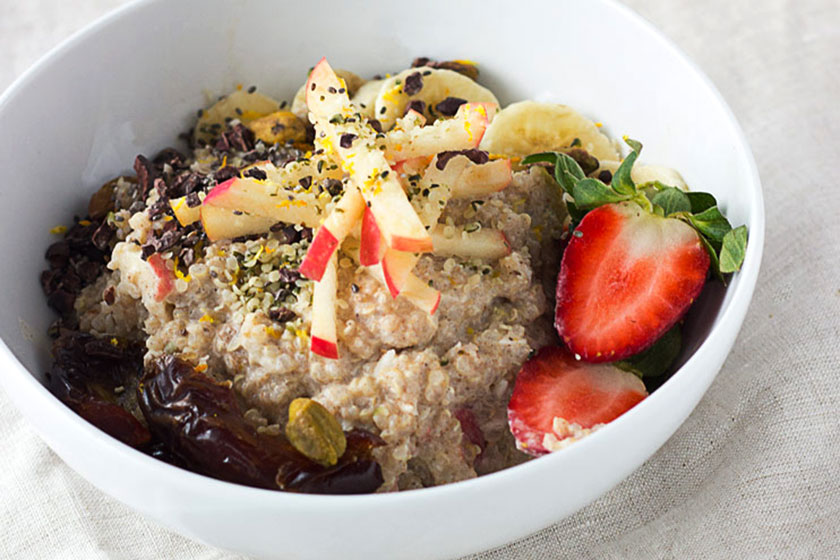 Overnight Quinoa Bircher is a lovely change from having oats for breakfast!