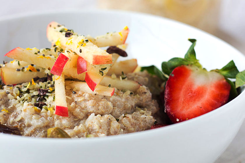 Overnight Quinoa Bircher is a lovely change from having oats for breakfast!