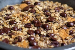 Chocolate Chip Baked Oatmeal with Vegan Salted Caramel