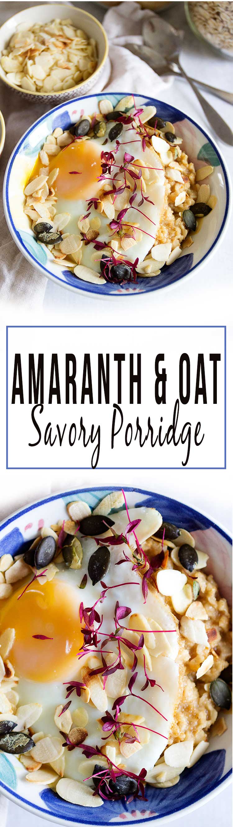 Miso Savory Amaranth & Oatmeal Porridge | So delicious and a balanced breakfast with eggs, oats, amaranth and miso | from www.sprinkleofgreen.com 