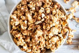 Almond and Peanut Butter Caramel Popcorn