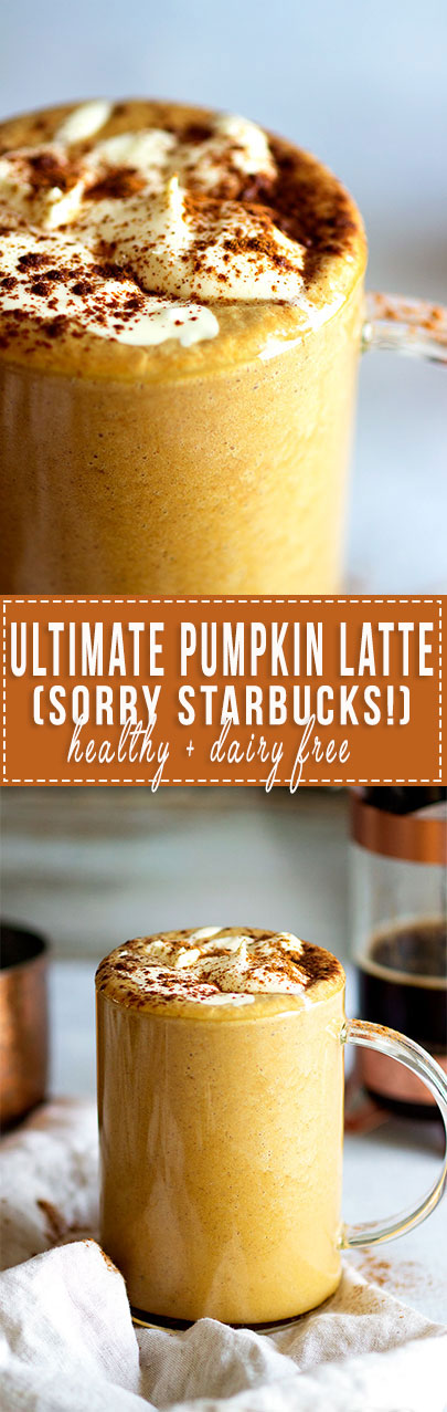 Ultimate Healthy Homemade Pumpkin Spice Latte (Sorry Starbucks!) | Dairy free latte made with delicious pumpkin puree | Vegan & Paleo!