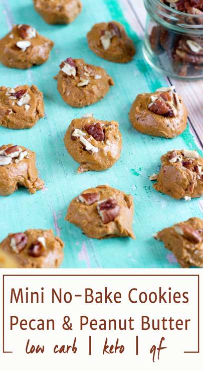 Mini No-Bake Pecan & Peanut Butter Cookies | low carb, gluten free, grain free healthy cookies are the perfect snack or easy dessert!