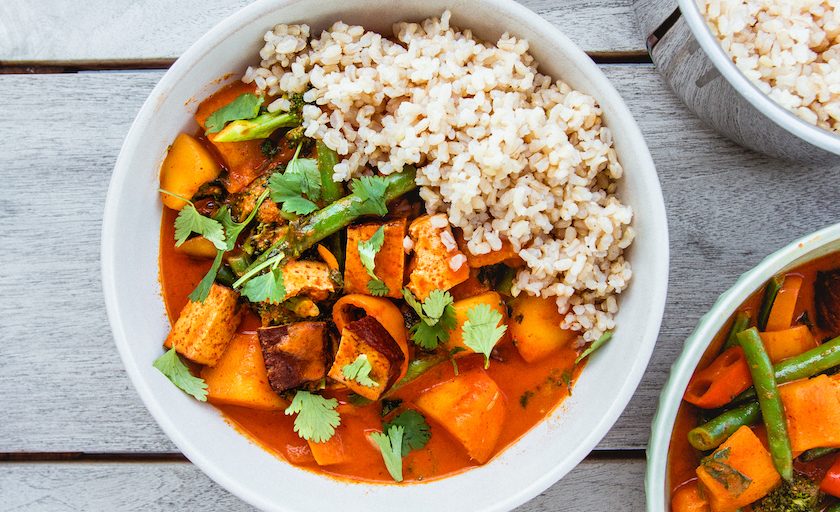 30 Minute Tofu & Mango Vegan Red Thai Curry