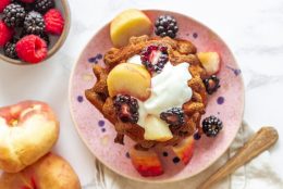 Peach & Blueberry Vegan Waffles